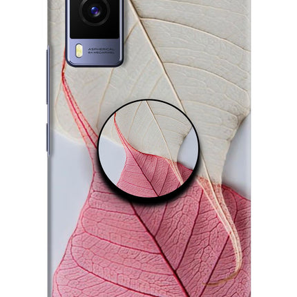 White Pink Leaf Vivo V21E 5G Pop Case by Casekaro