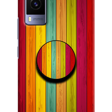 Multicolor Wooden Vivo V21E 5G Pop Case by Casekaro