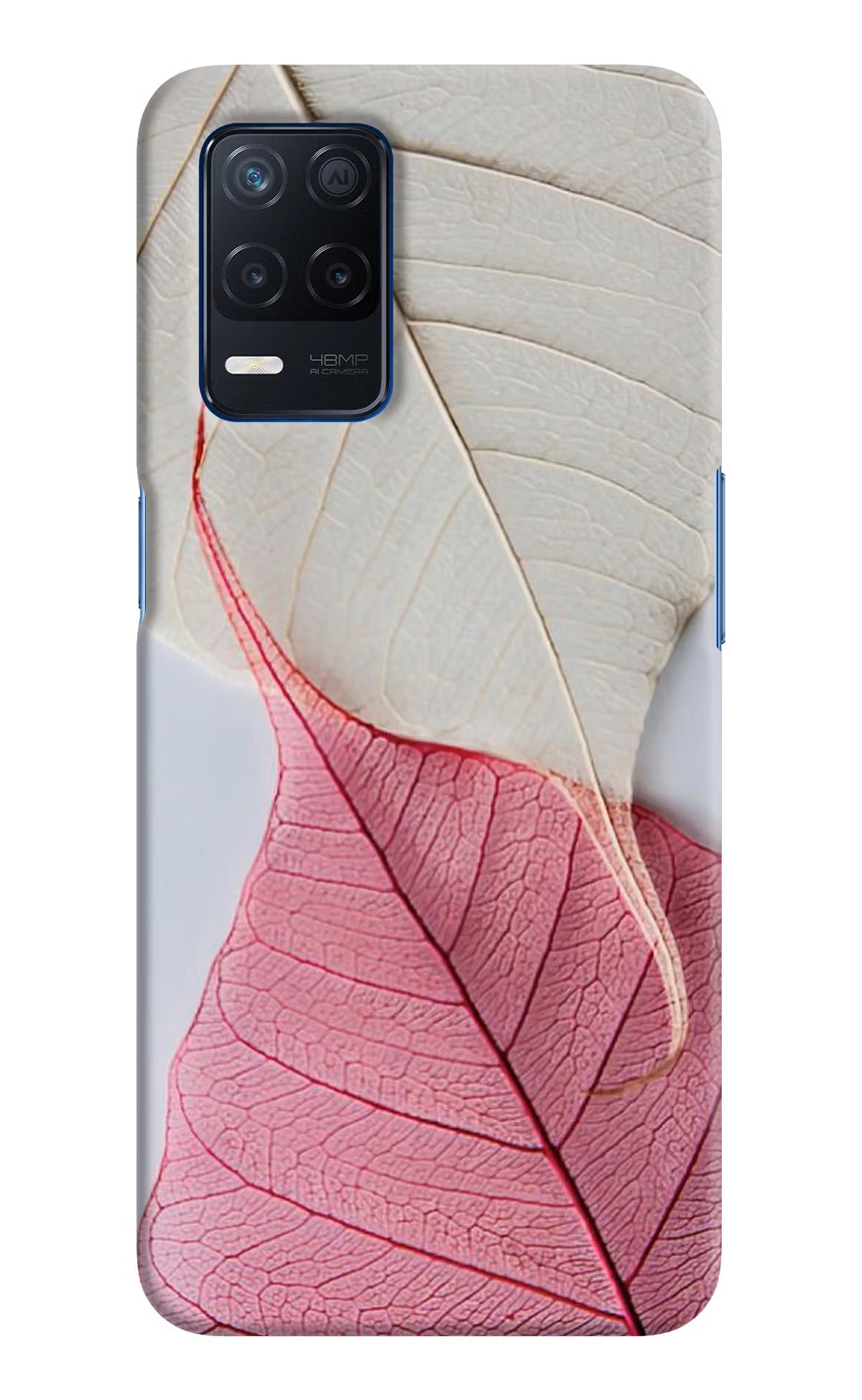 White Pink Leaf Realme Narzo 30 5G Hard Case Back Cover by Casekaro