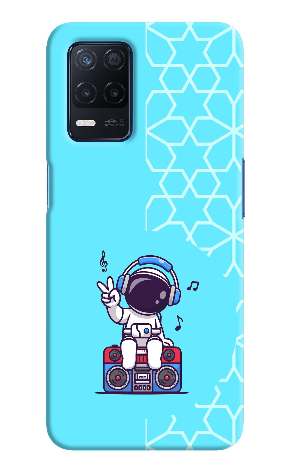 Cute Astronaut Chilling Realme Narzo 30 5G Hard Case Back Cover by Casekaro