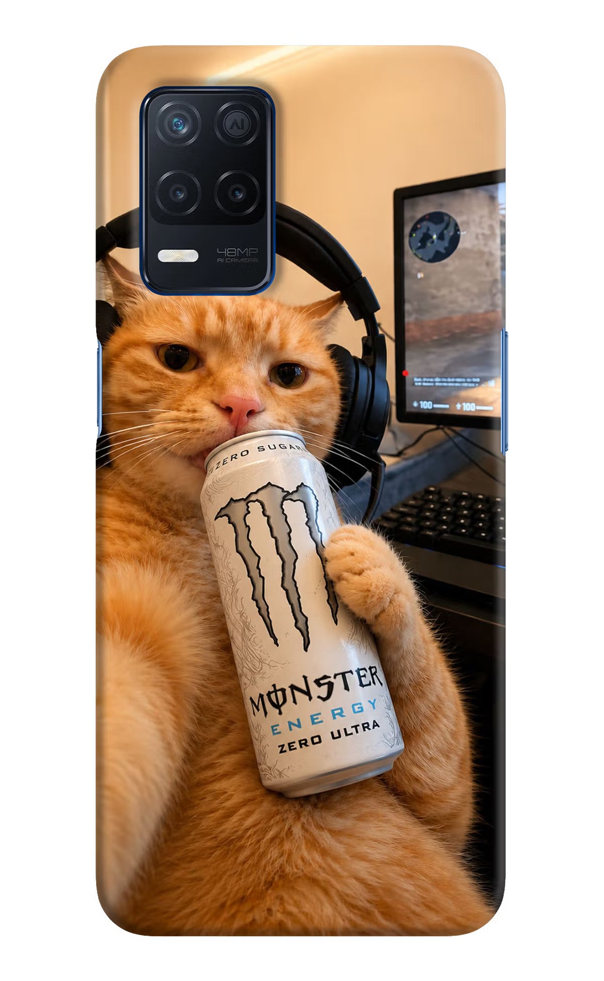Gamer Cat Energy Realme Narzo 30 5G Back Cover