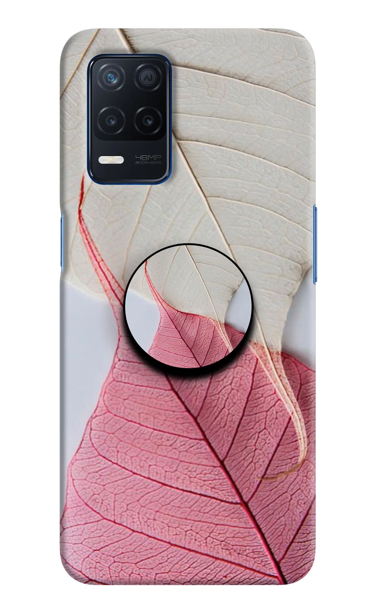 White Pink Leaf Realme Narzo 30 5G Pop Case by Casekaro
