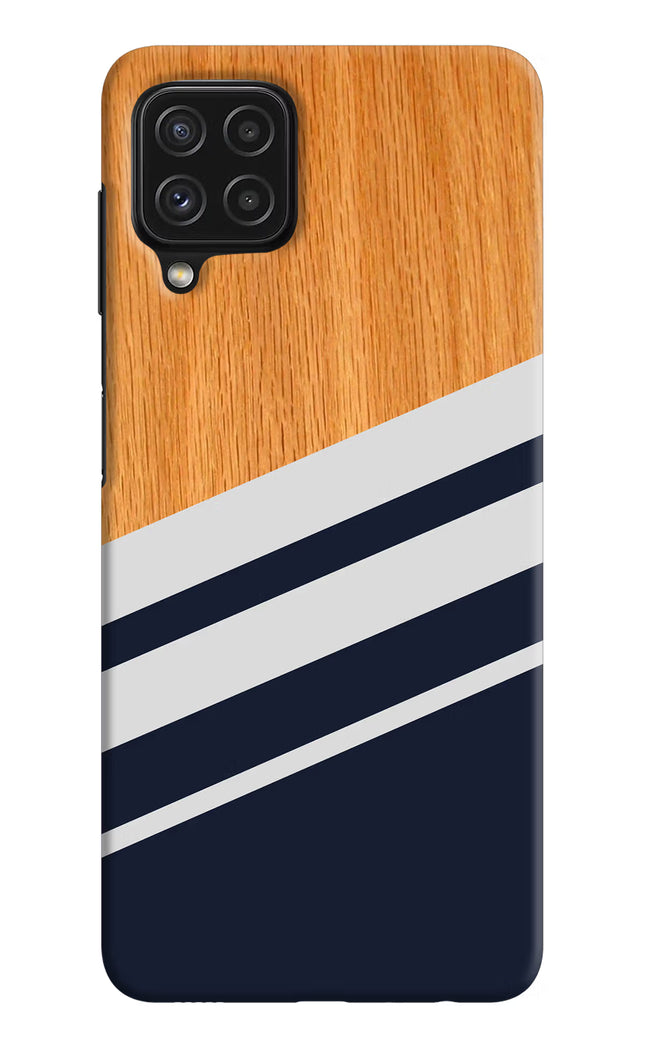 Blue and white wooden Samsung M32 Hard Case Back Cover by Casekaro