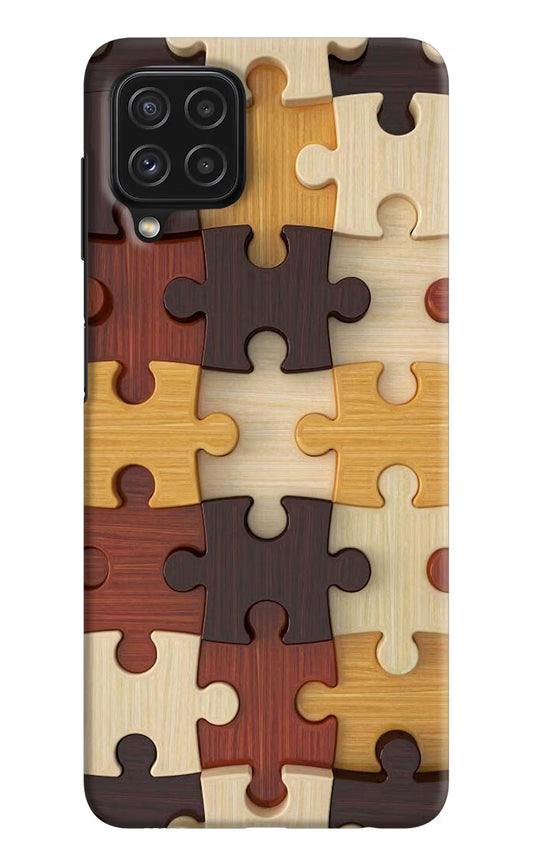 Wooden Puzzle Samsung M32 Hard Case Back Cover by Casekaro