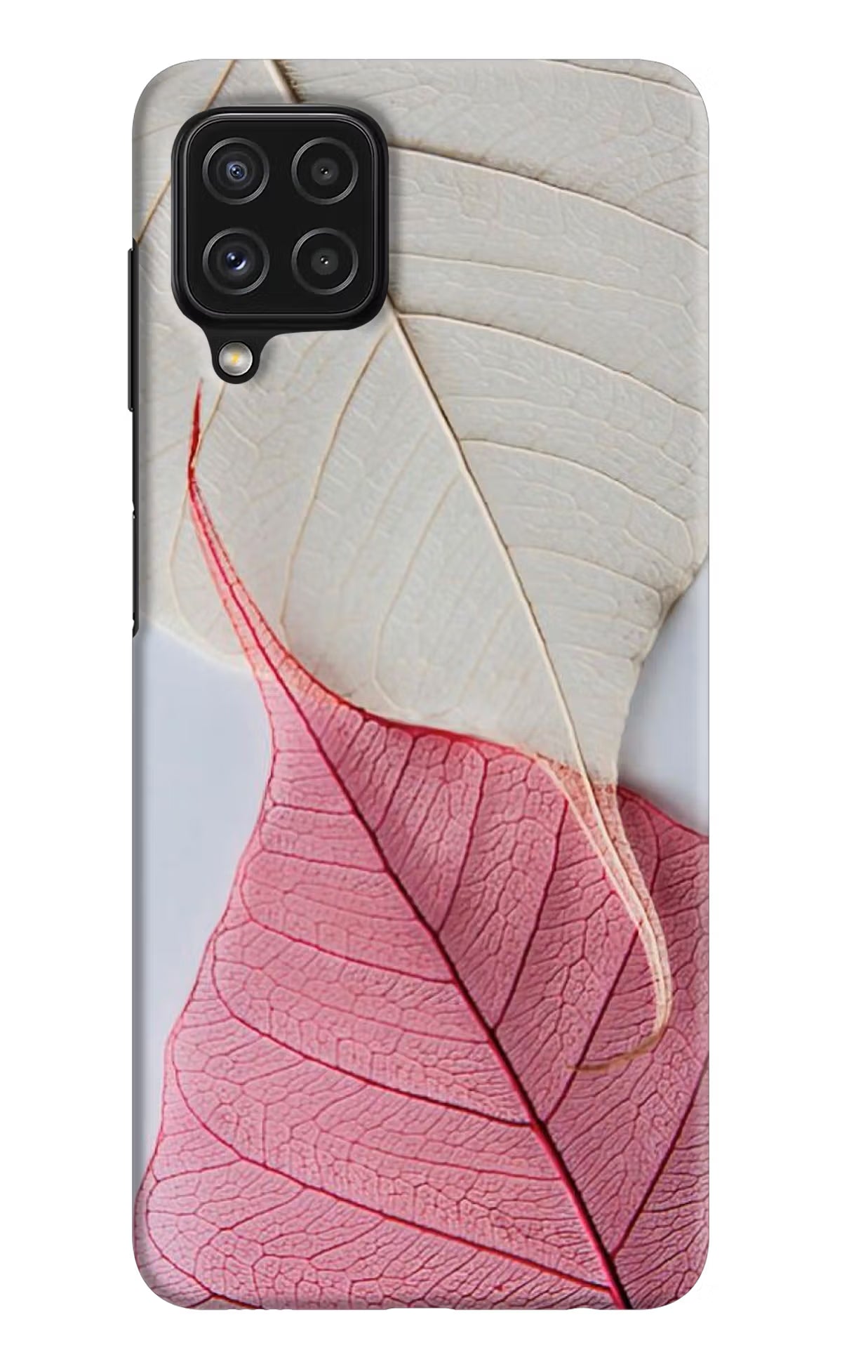White Pink Leaf Samsung M32 Hard Case Back Cover by Casekaro