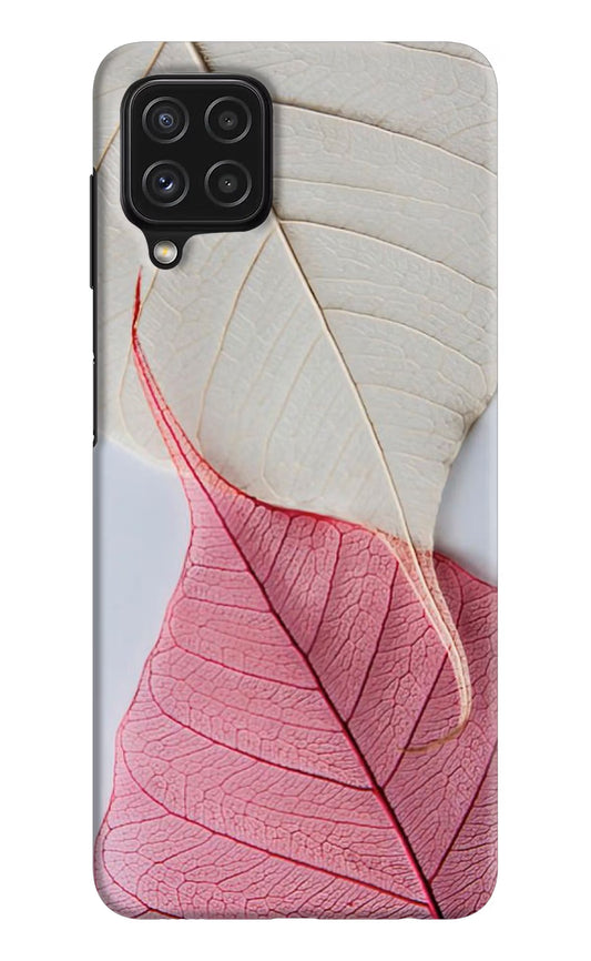 White Pink Leaf Samsung M32 Hard Case Back Cover by Casekaro