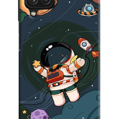 Cartoon Astronaut Samsung M32 Hard Case Back Cover by Casekaro
