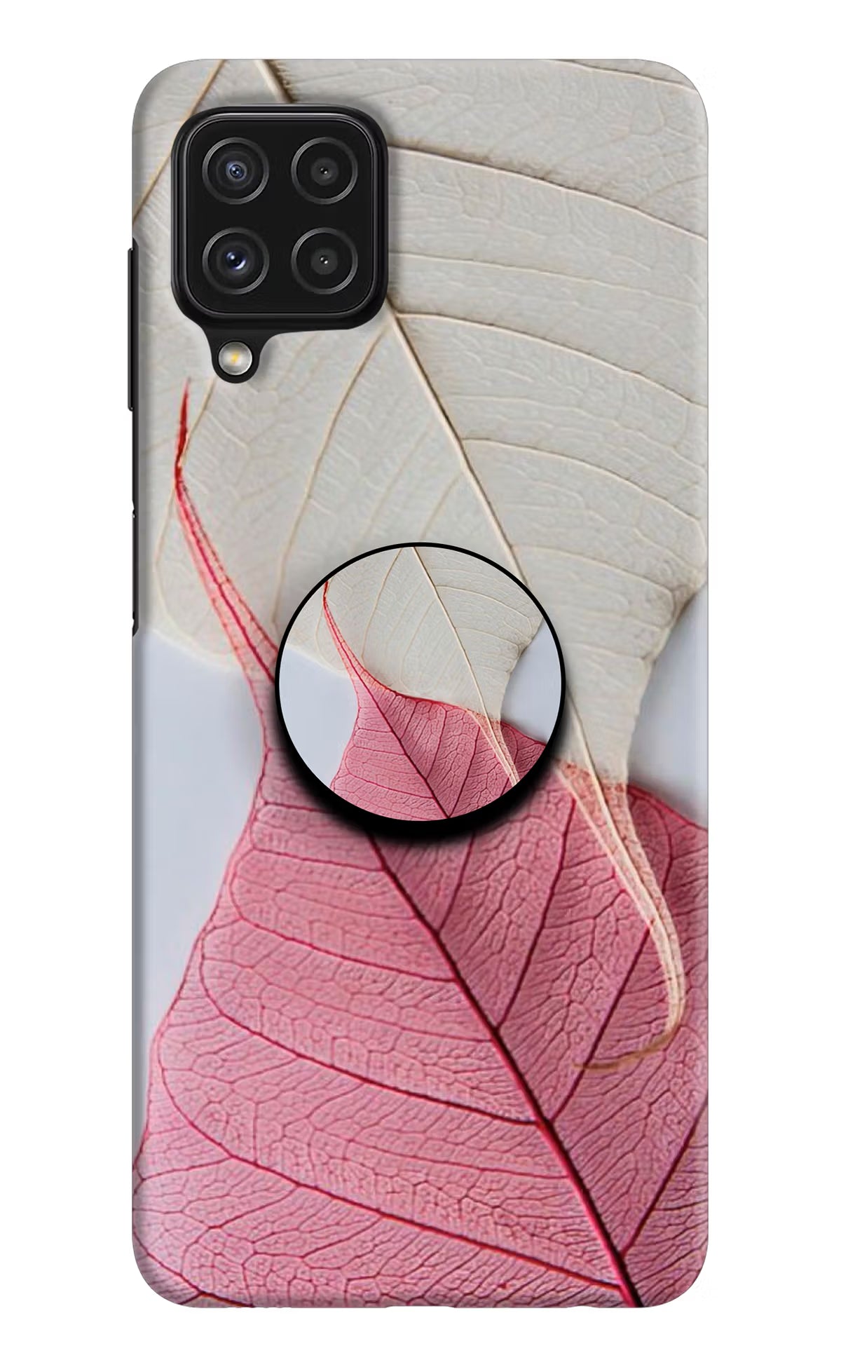 White Pink Leaf Samsung M32 Pop Case by Casekaro