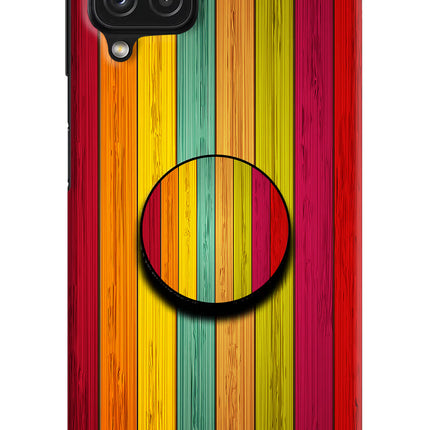 Multicolor Wooden Samsung M32 Pop Case by Casekaro