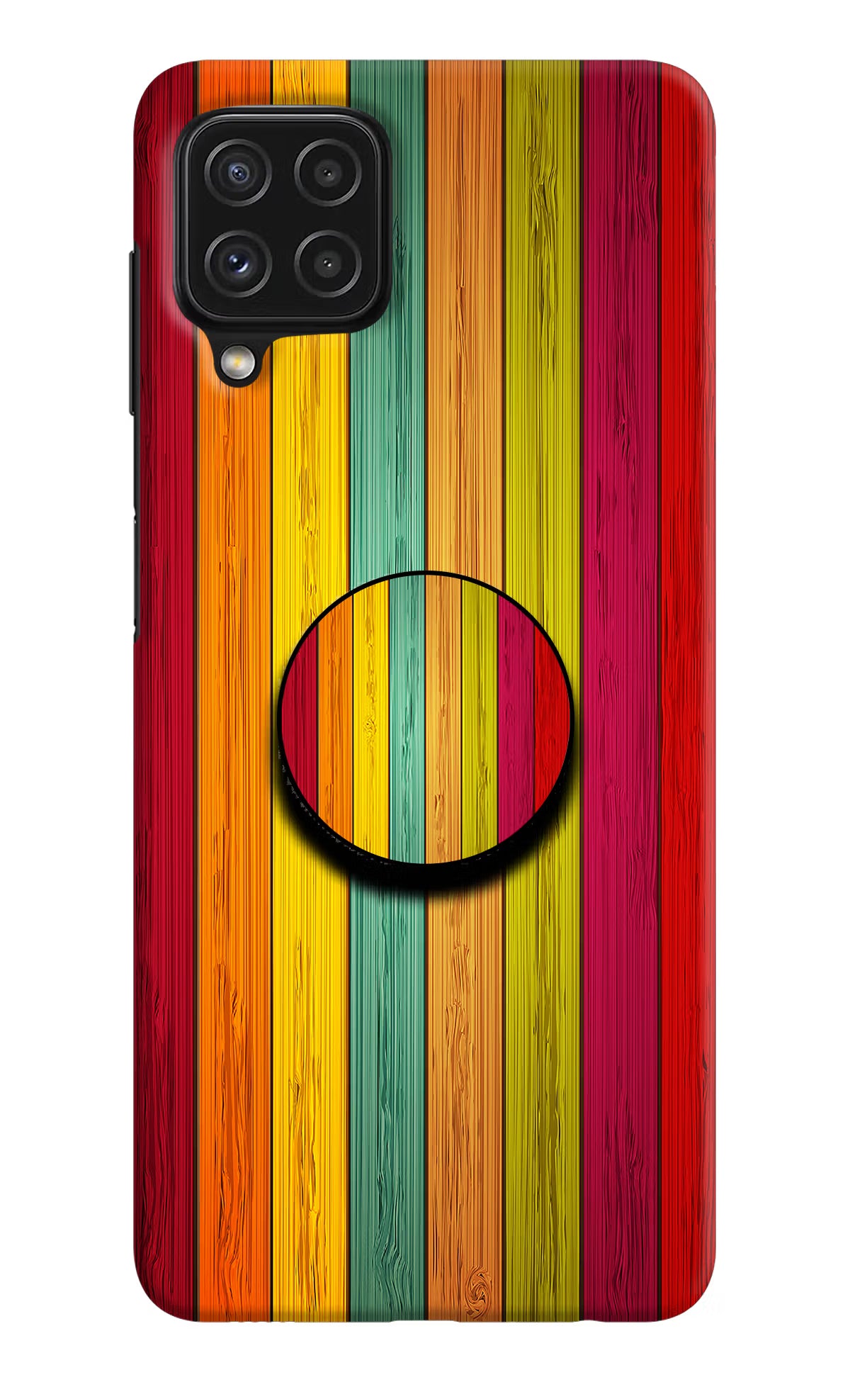 Multicolor Wooden Samsung M32 Pop Case by Casekaro