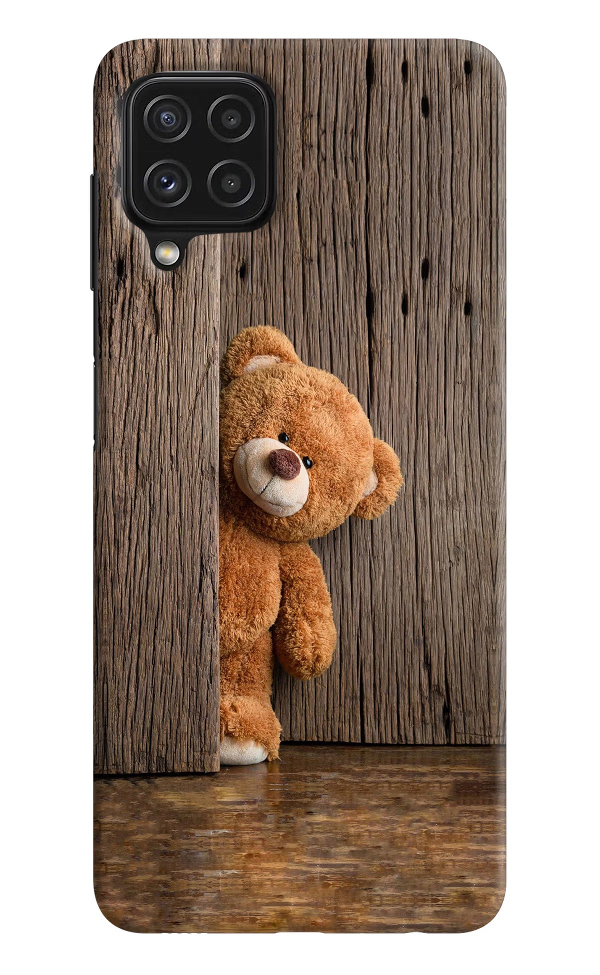 Teddy Wooden Samsung A22 4G Hard Case Back Cover by Casekaro
