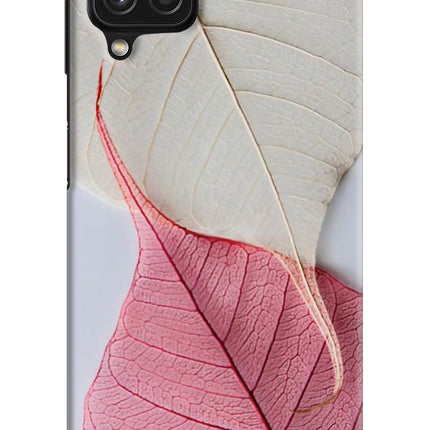 White Pink Leaf Samsung A22 4G Hard Case Back Cover by Casekaro