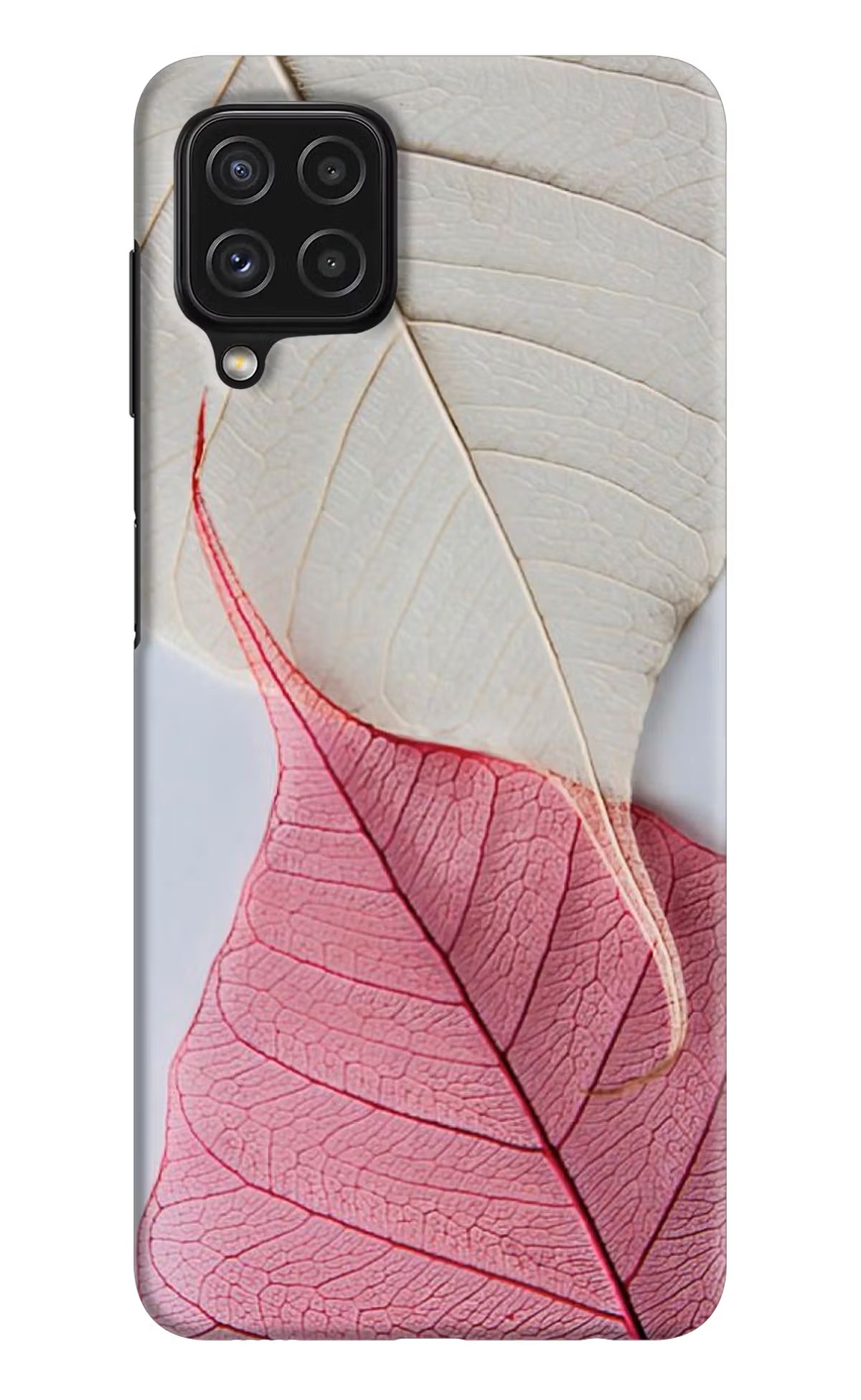 White Pink Leaf Samsung A22 4G Hard Case Back Cover by Casekaro