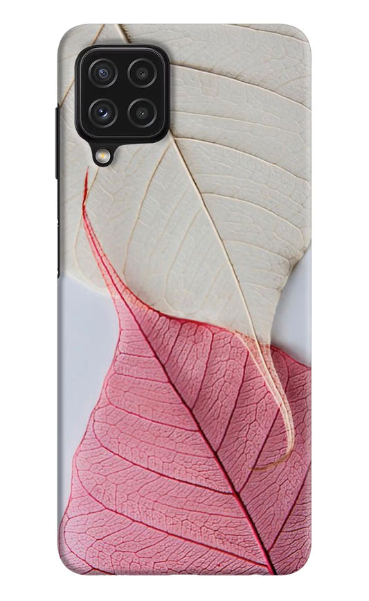 White Pink Leaf Samsung A22 4G Hard Case Back Cover by Casekaro
