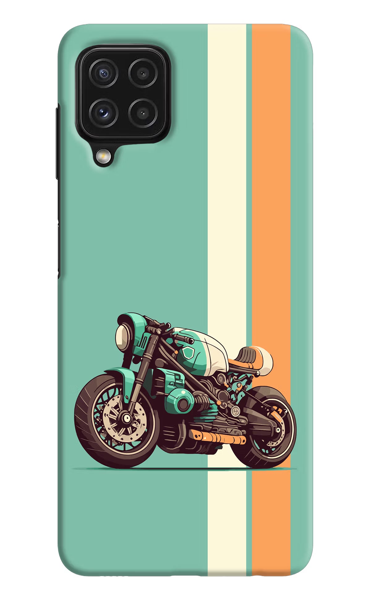 Striped Moto Drift Samsung A22 4G Hard Case Back Cover by Casekaro