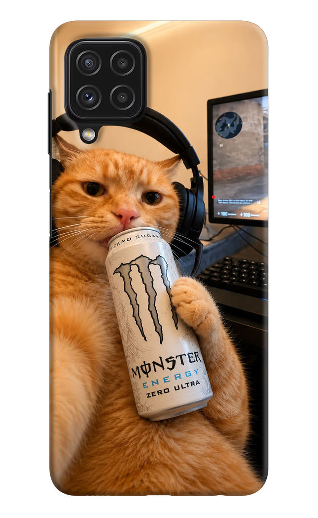 Gamer Cat Energy Samsung A22 4G Hard Case Back Cover by Casekaro