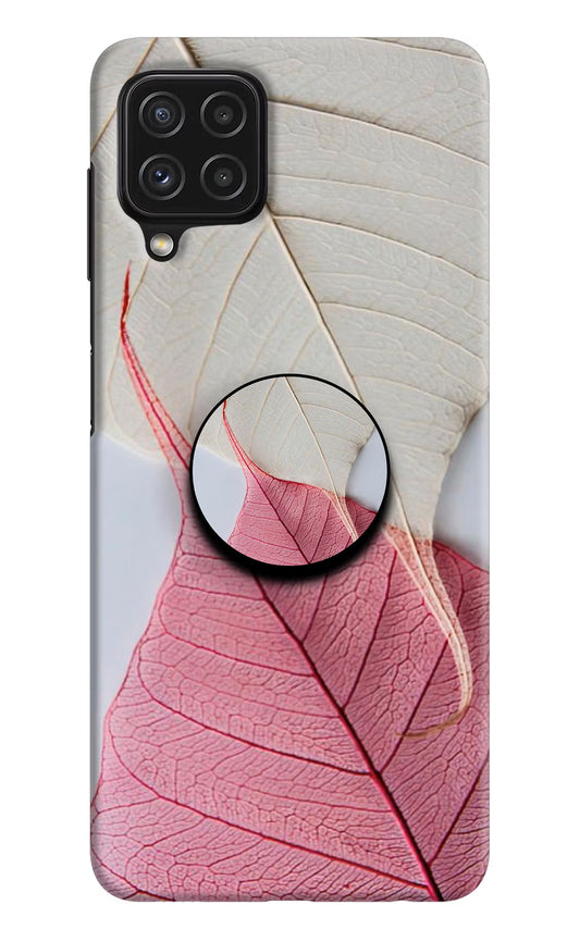 White Pink Leaf Samsung A22 4G Pop Case by Casekaro