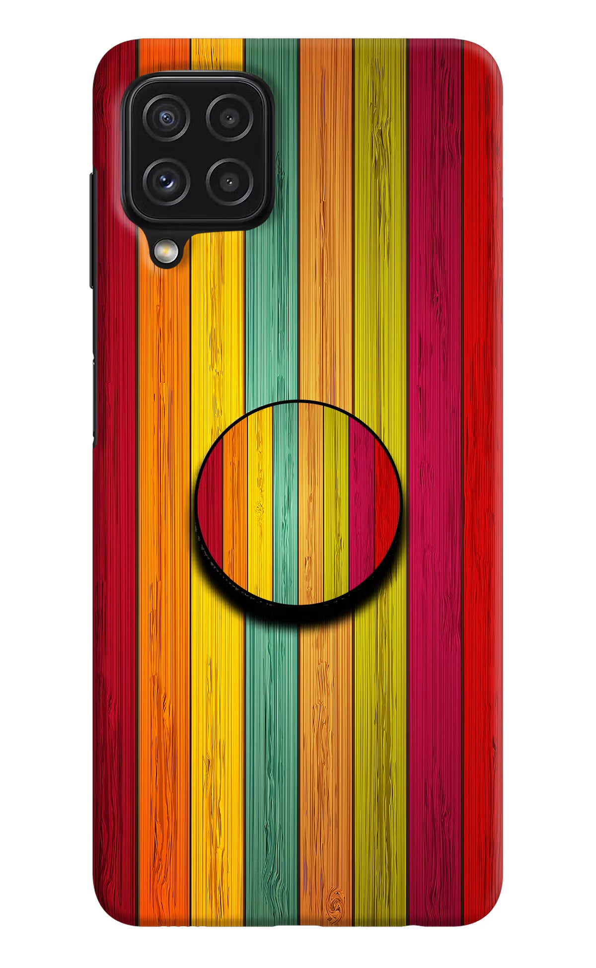Multicolor Wooden Samsung A22 4G Pop Case by Casekaro