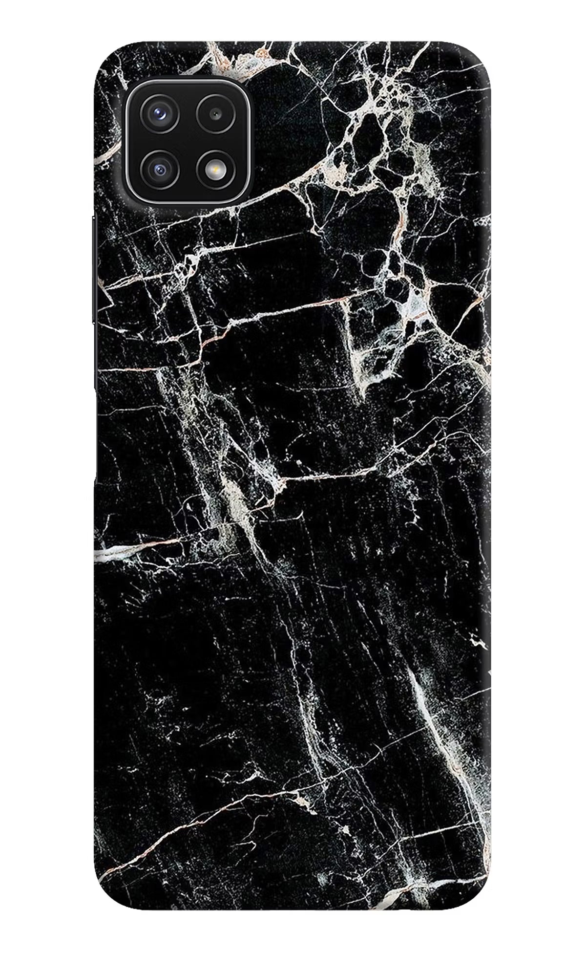 Black Marble Texture Samsung A22 5G Hard Case Back Cover by Casekaro