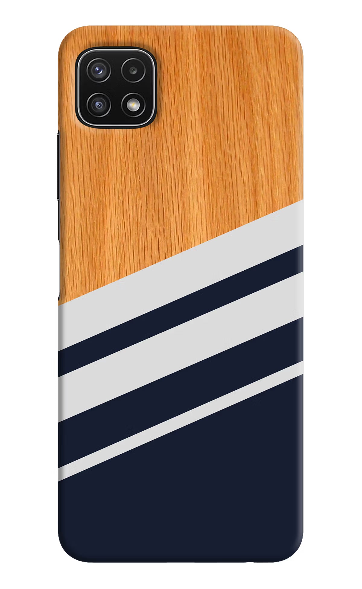Blue and white wooden Samsung A22 5G Hard Case Back Cover by Casekaro