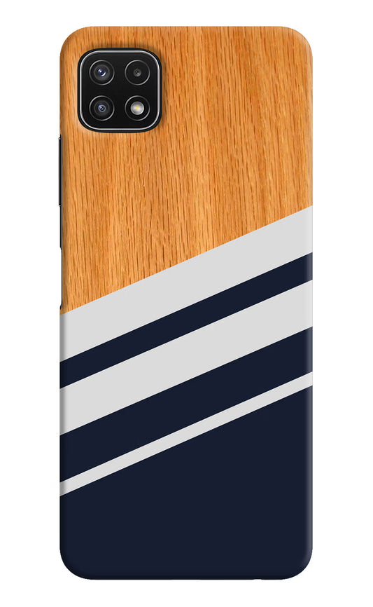 Blue and white wooden Samsung A22 5G Hard Case Back Cover by Casekaro