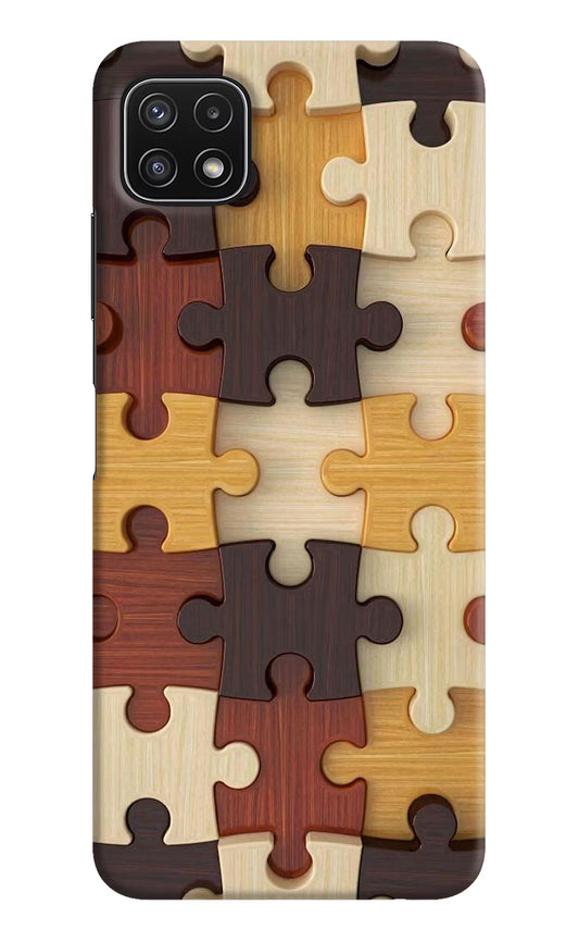 Wooden Puzzle Samsung A22 5G Hard Case Back Cover by Casekaro