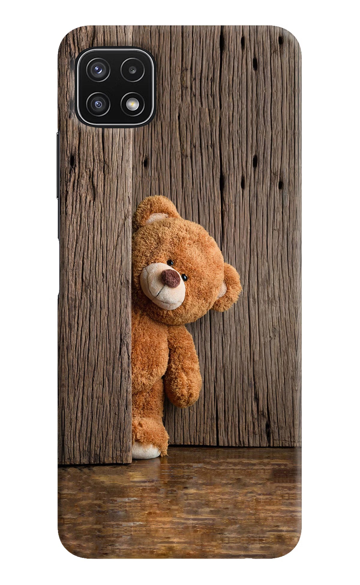 Teddy Wooden Samsung A22 5G Hard Case Back Cover by Casekaro