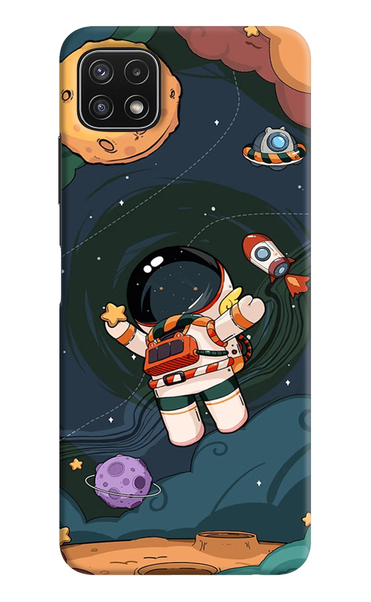 Cartoon Astronaut Samsung A22 5G Hard Case Back Cover by Casekaro