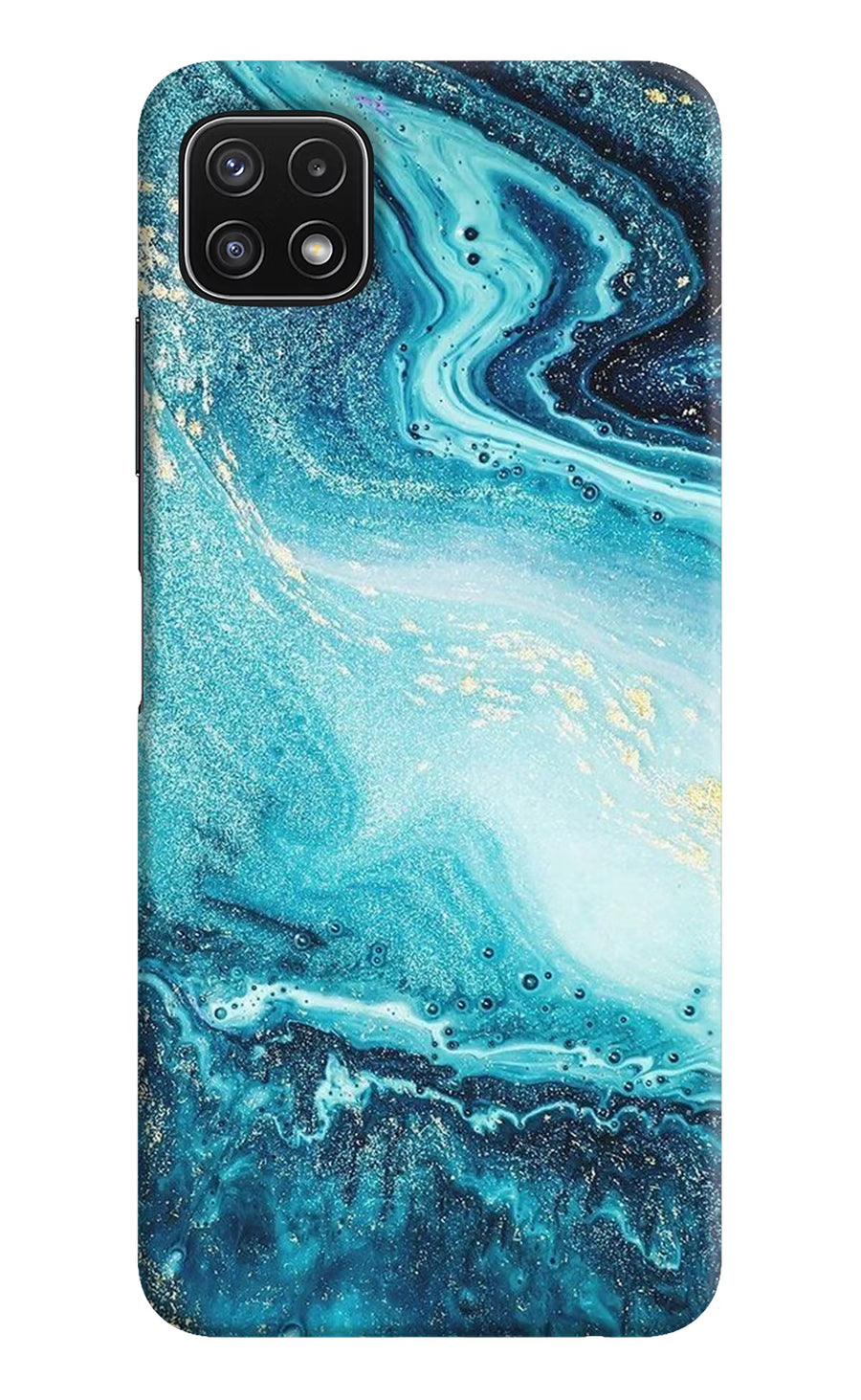 Blue Glitter Marble Samsung A22 5G Back Cover, Hard case