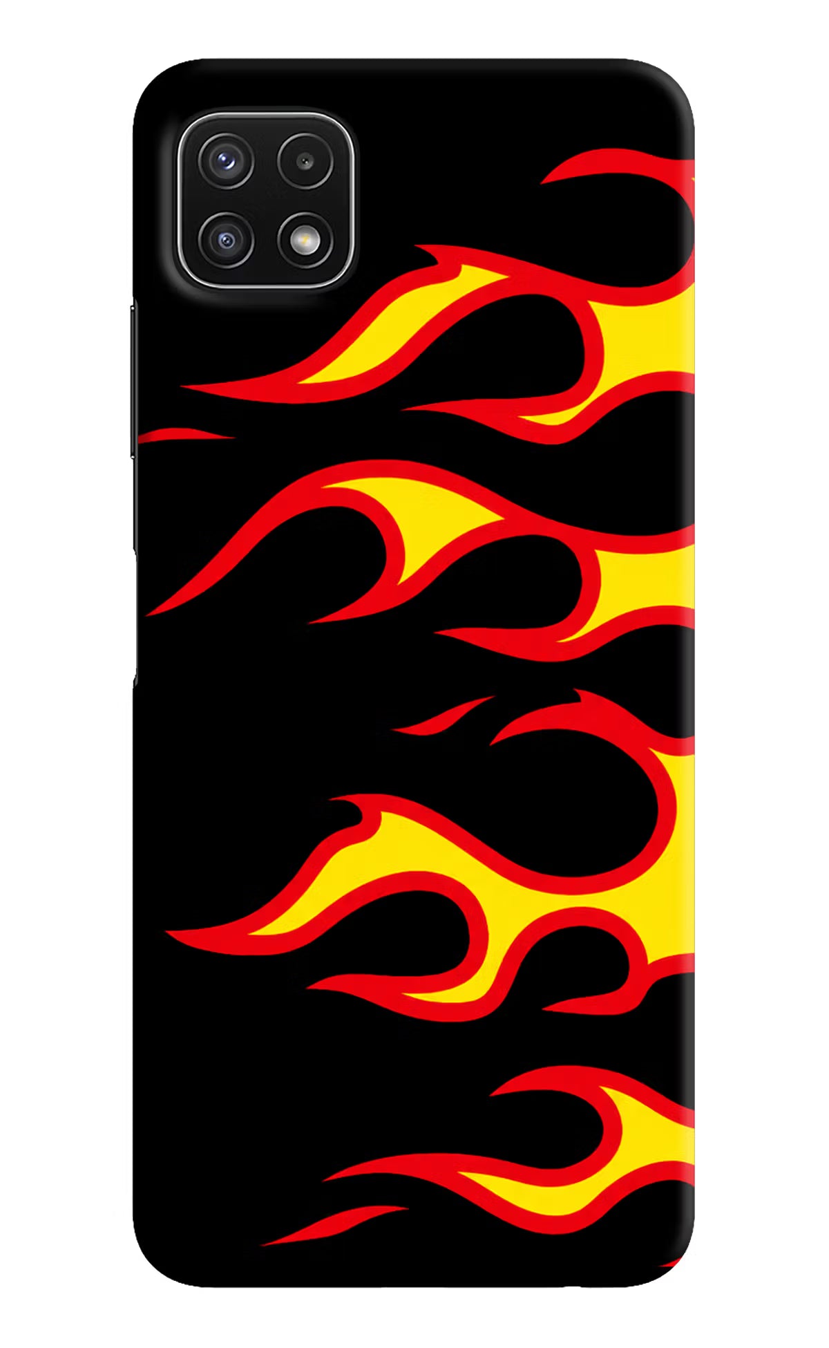 Side Sweep Flames Samsung A22 5G Hard Case Back Cover by Casekaro
