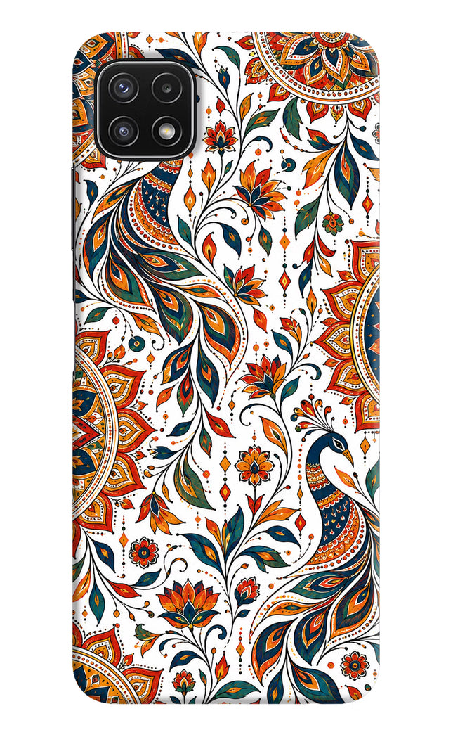 White Mayura Samsung A22 5G Hard Case Back Cover by Casekaro