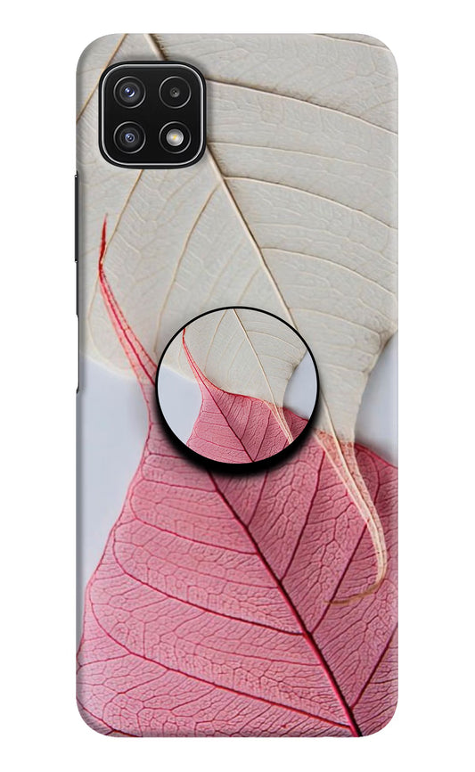 White Pink Leaf Samsung A22 5G Pop Case by Casekaro