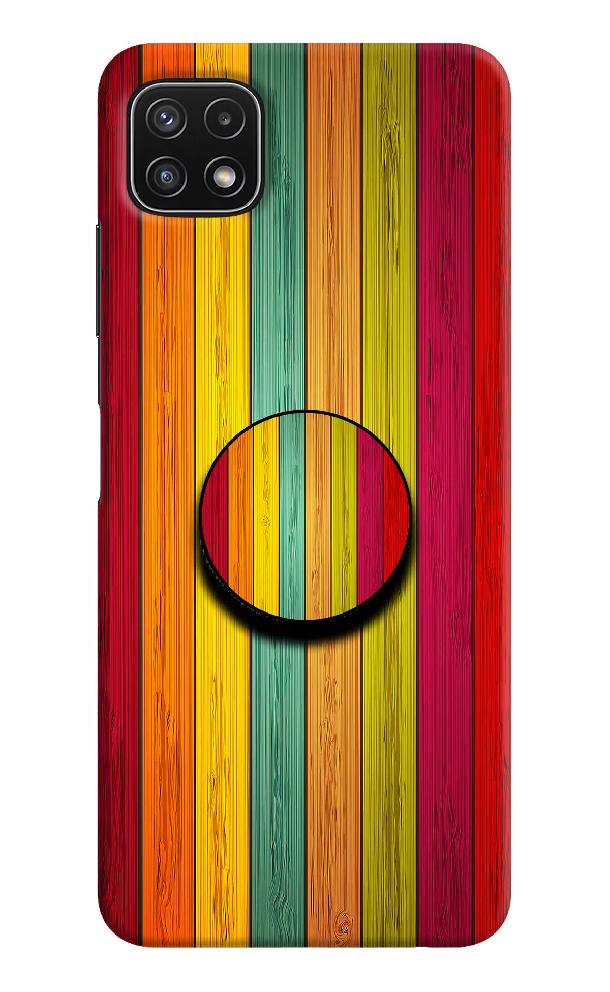 Multicolor Wooden Samsung A22 5G Pop Case by Casekaro