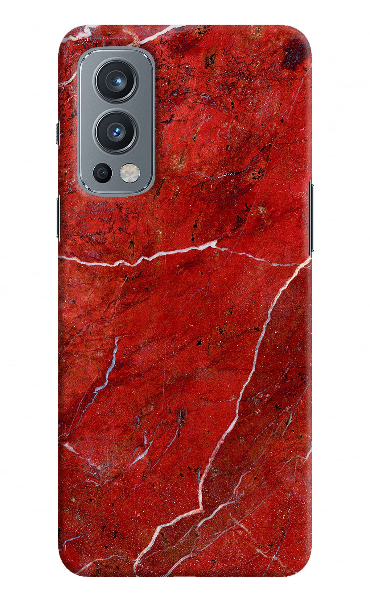 Red Marble Design OnePlus Nord 2 5G Hard Case Back Cover by Casekaro