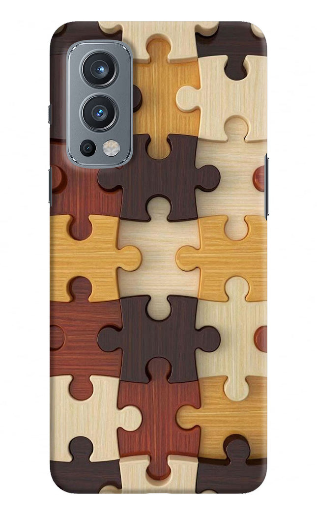 Wooden Puzzle OnePlus Nord 2 5G Hard Case Back Cover by Casekaro