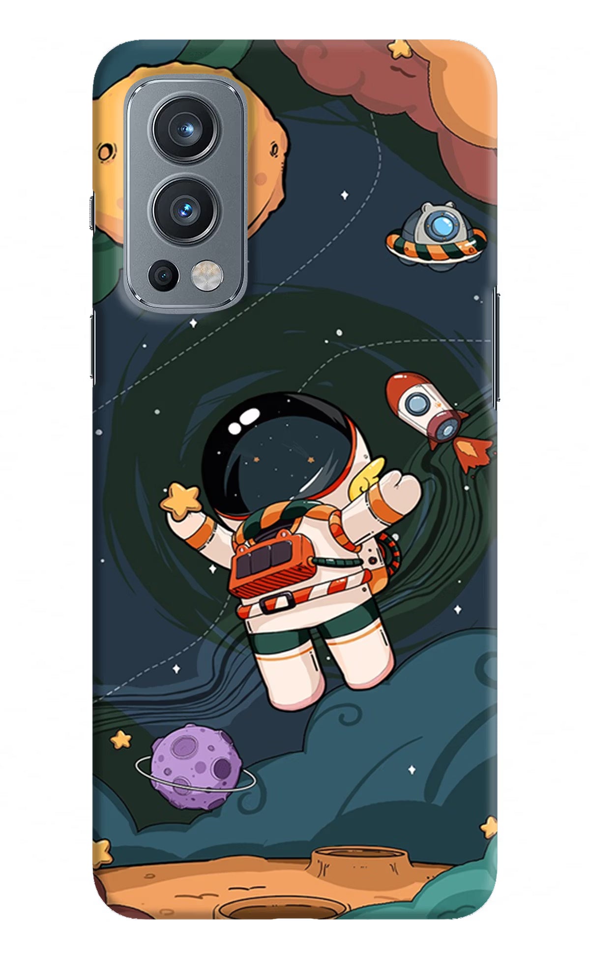 Cartoon Astronaut OnePlus Nord 2 5G Hard Case Back Cover by Casekaro