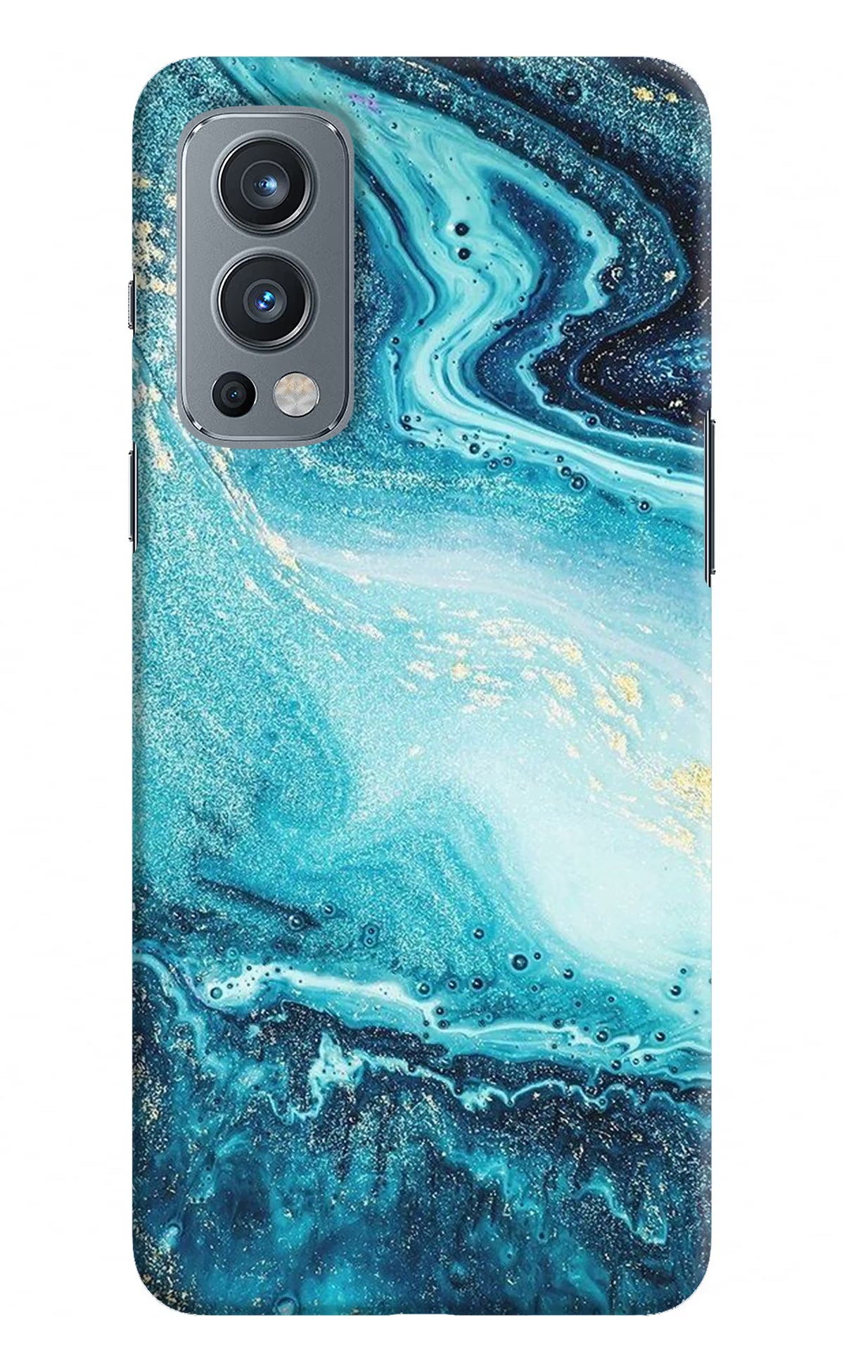 Blue Glitter Marble OnePlus Nord 2 5G Hard Case Back Cover by Casekaro