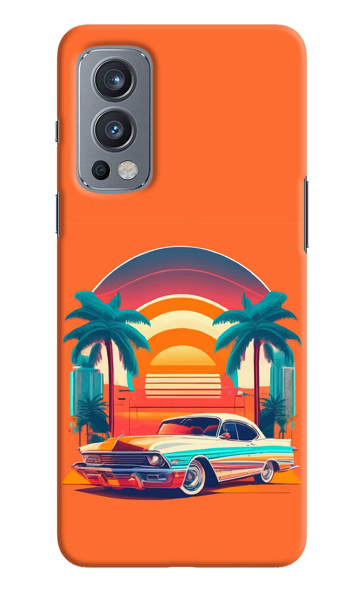 Palm Drive 80s OnePlus Nord 2 5G Hard Case Back Cover by Casekaro