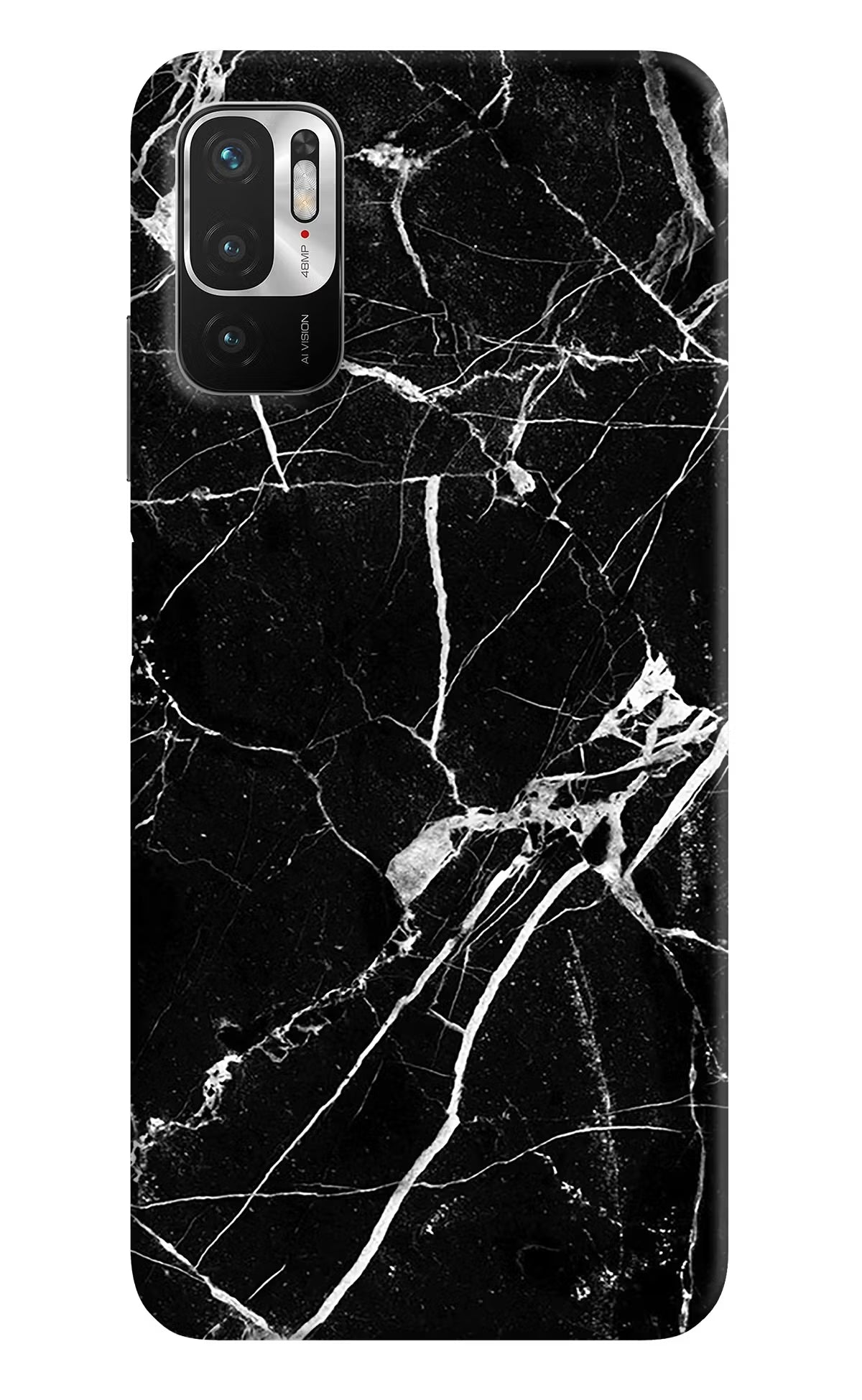 Black Marble Pattern Redmi Note 10T 5G Hard Case Back Cover by Casekaro