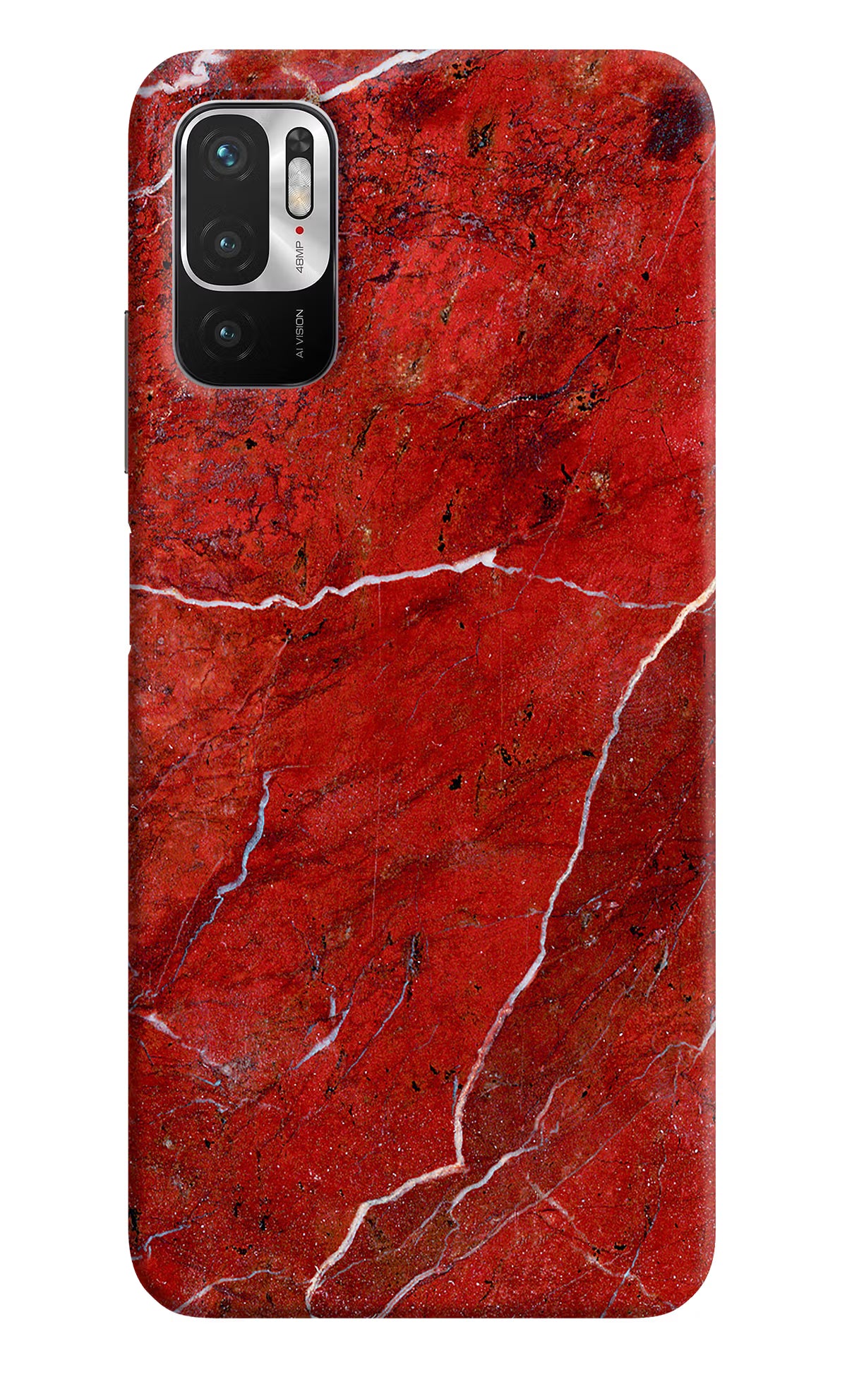 Red Marble Design Redmi Note 10T 5G Hard Case Back Cover by Casekaro