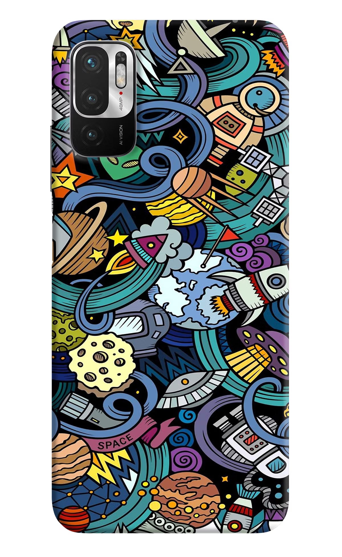Space Abstract Redmi Note 10T 5G Hard Case Back Cover by Casekaro