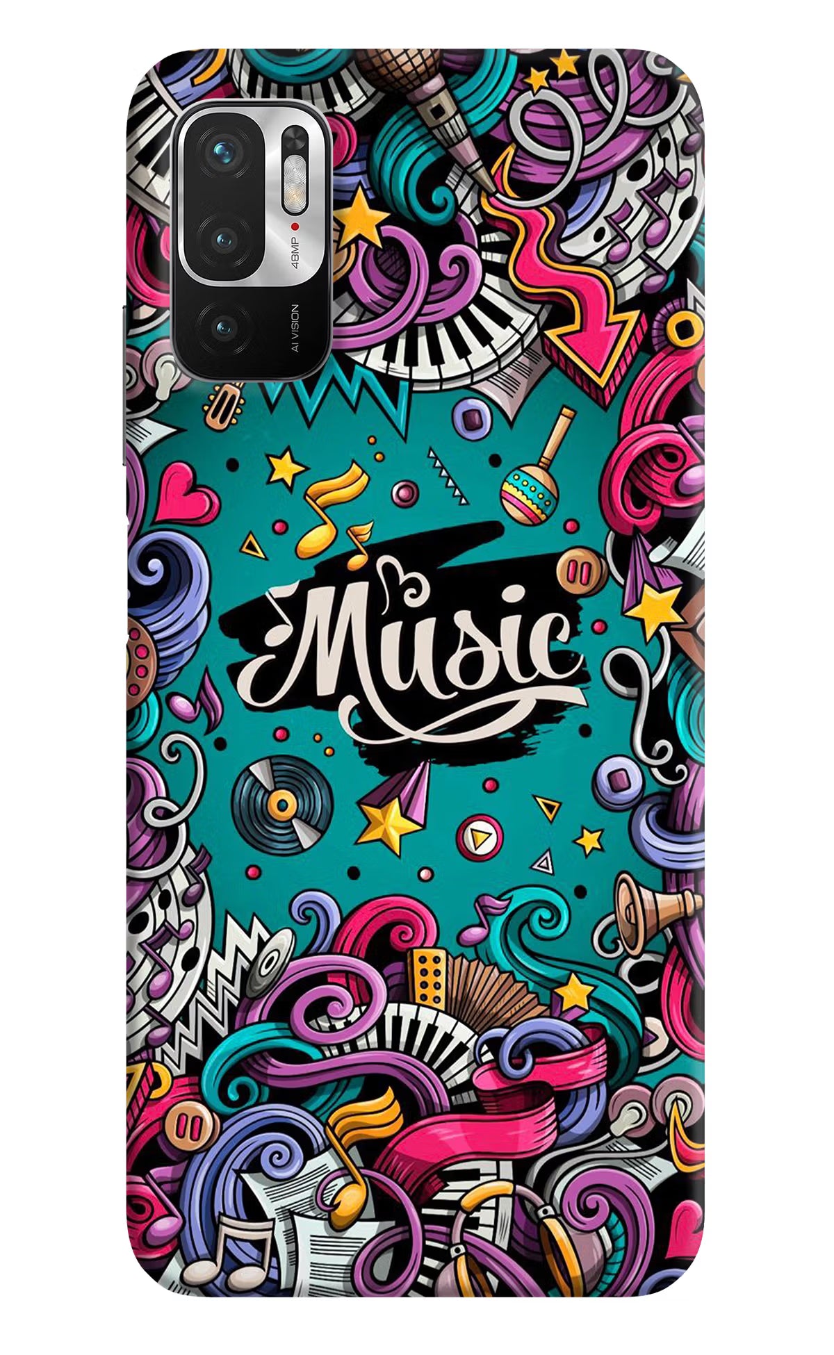 Music Graffiti Redmi Note 10T 5G Hard Case Back Cover by Casekaro