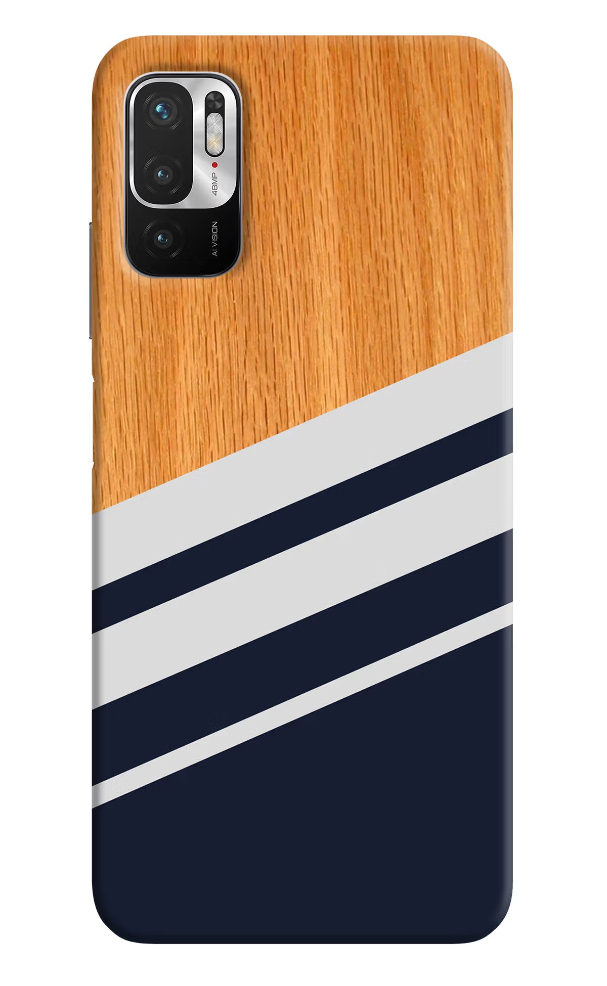 Blue and white wooden Redmi Note 10T 5G Hard Case Back Cover by Casekaro
