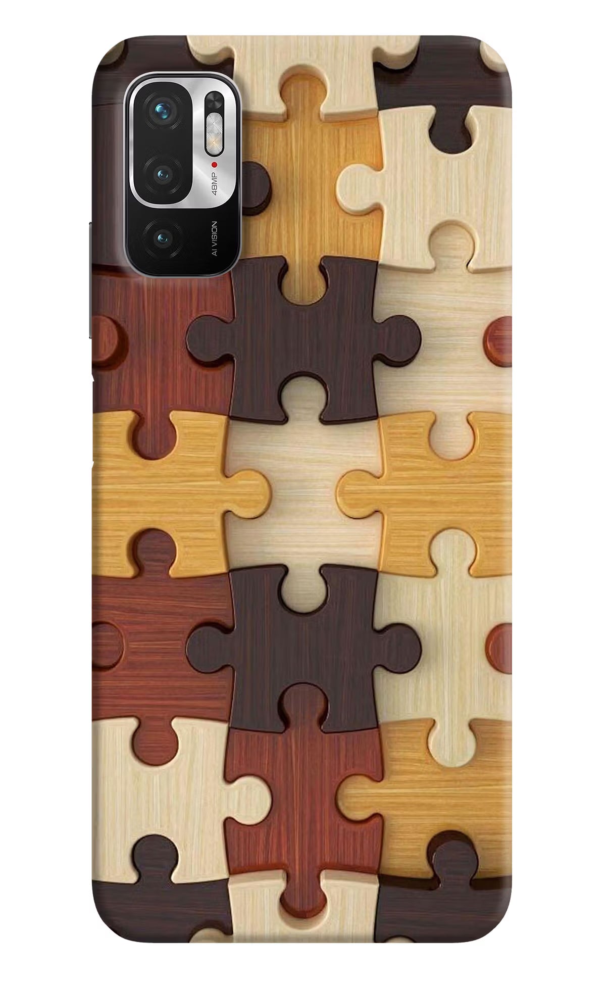 Wooden Puzzle Redmi Note 10T 5G Hard Case Back Cover by Casekaro