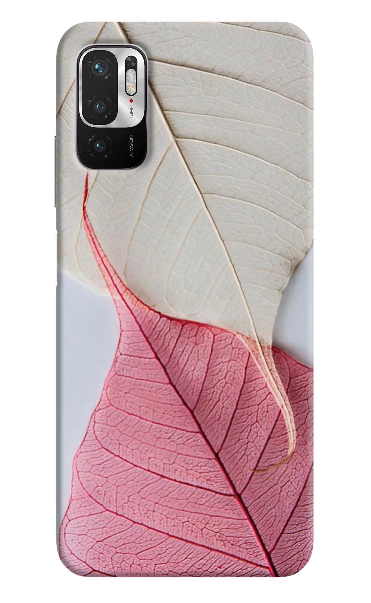 White Pink Leaf Redmi Note 10T 5G Hard Case Back Cover by Casekaro