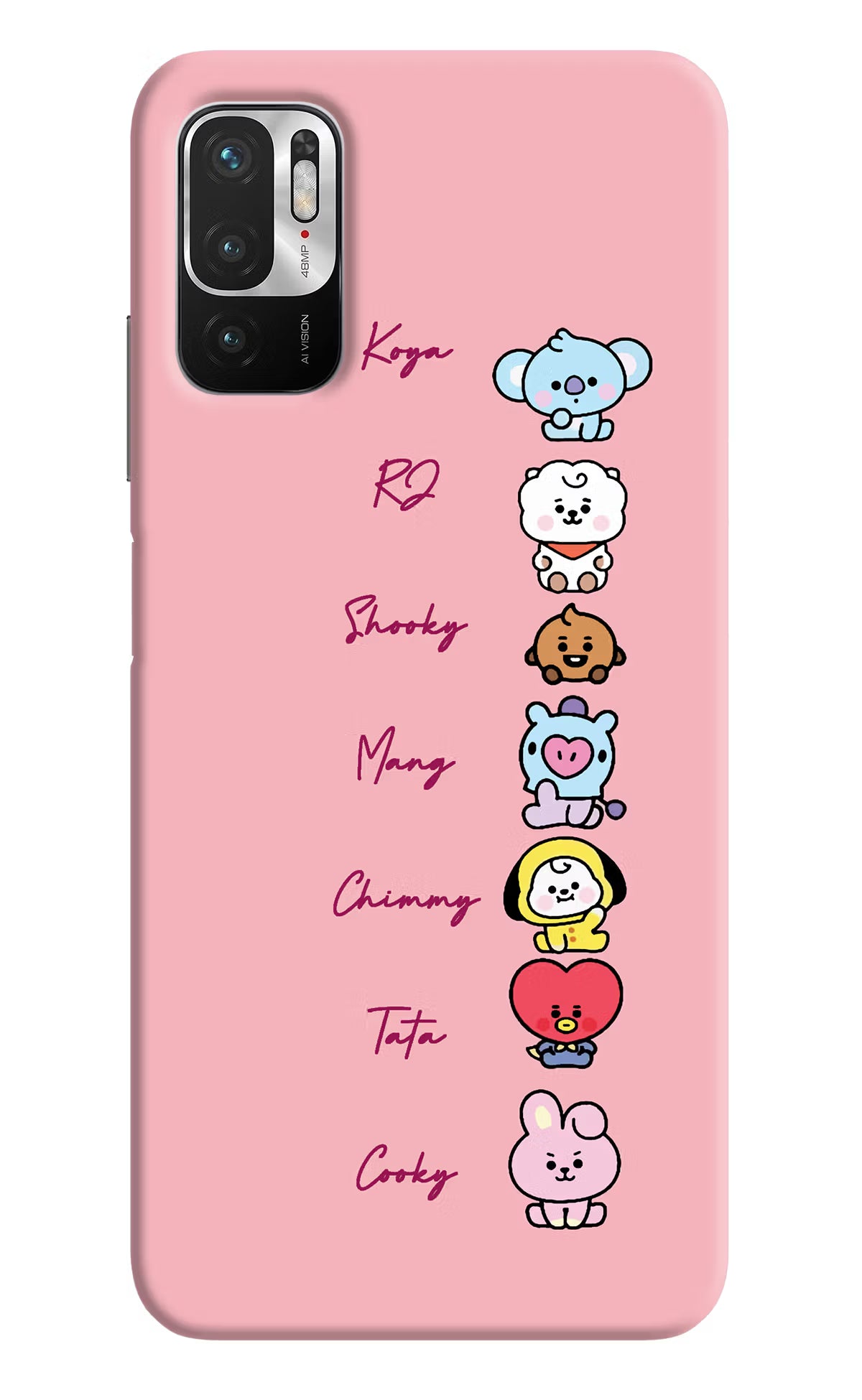 BTS names Redmi Note 10T 5G Hard Case Back Cover by Casekaro
