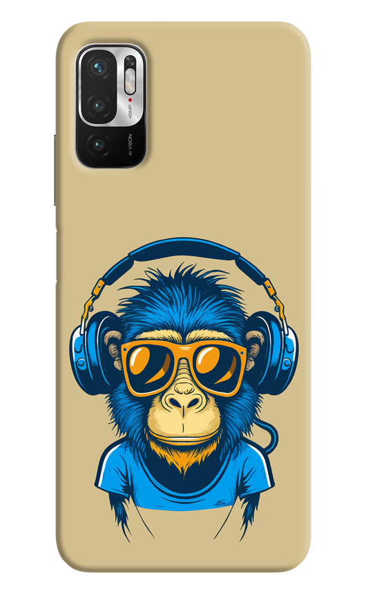Monkey Headphone Redmi Note 10T 5G Hard Case Back Cover by Casekaro