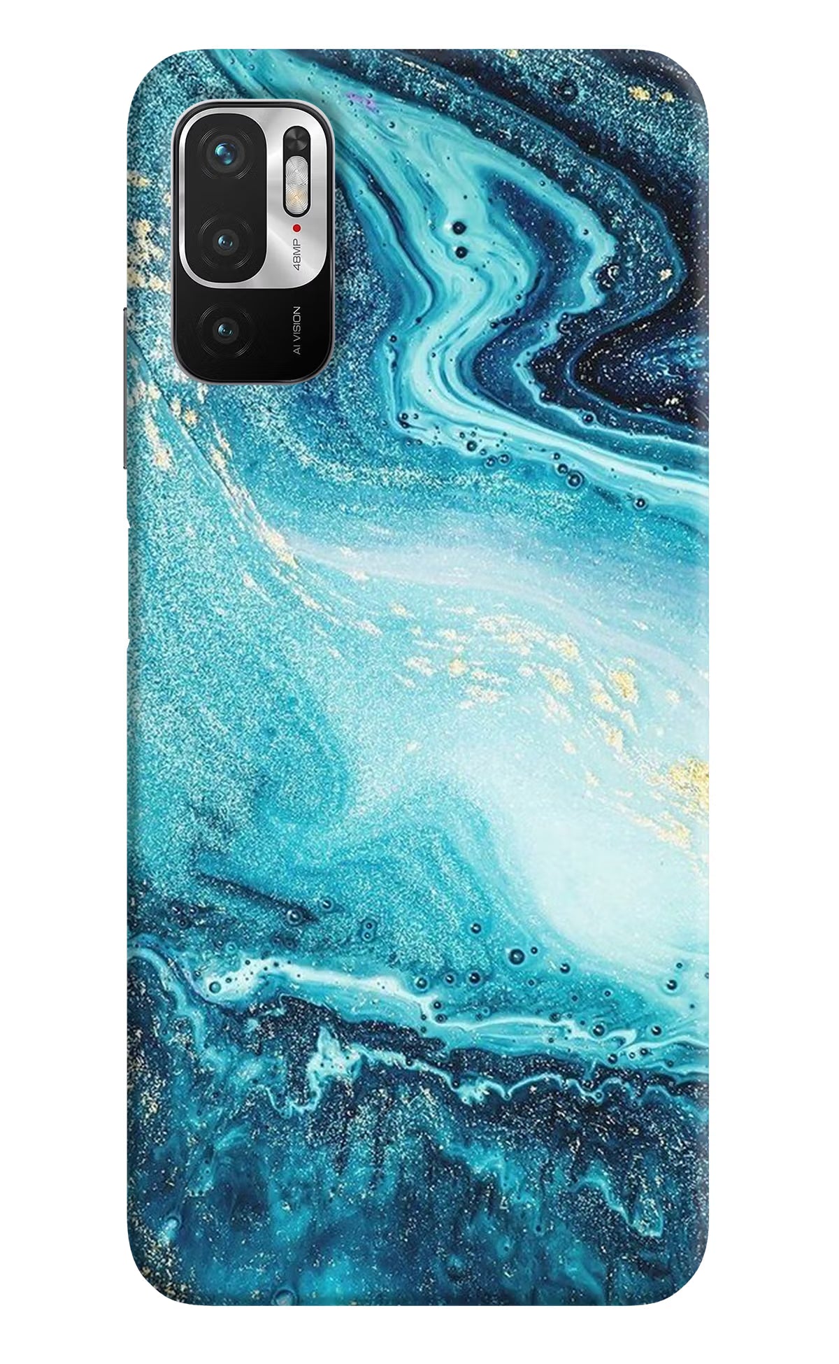 Blue Glitter Marble Redmi Note 10T 5G Hard Case Back Cover by Casekaro