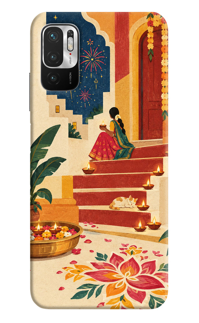 Diwali Rangoli Redmi Note 10T 5G Hard Case Back Cover by Casekaro