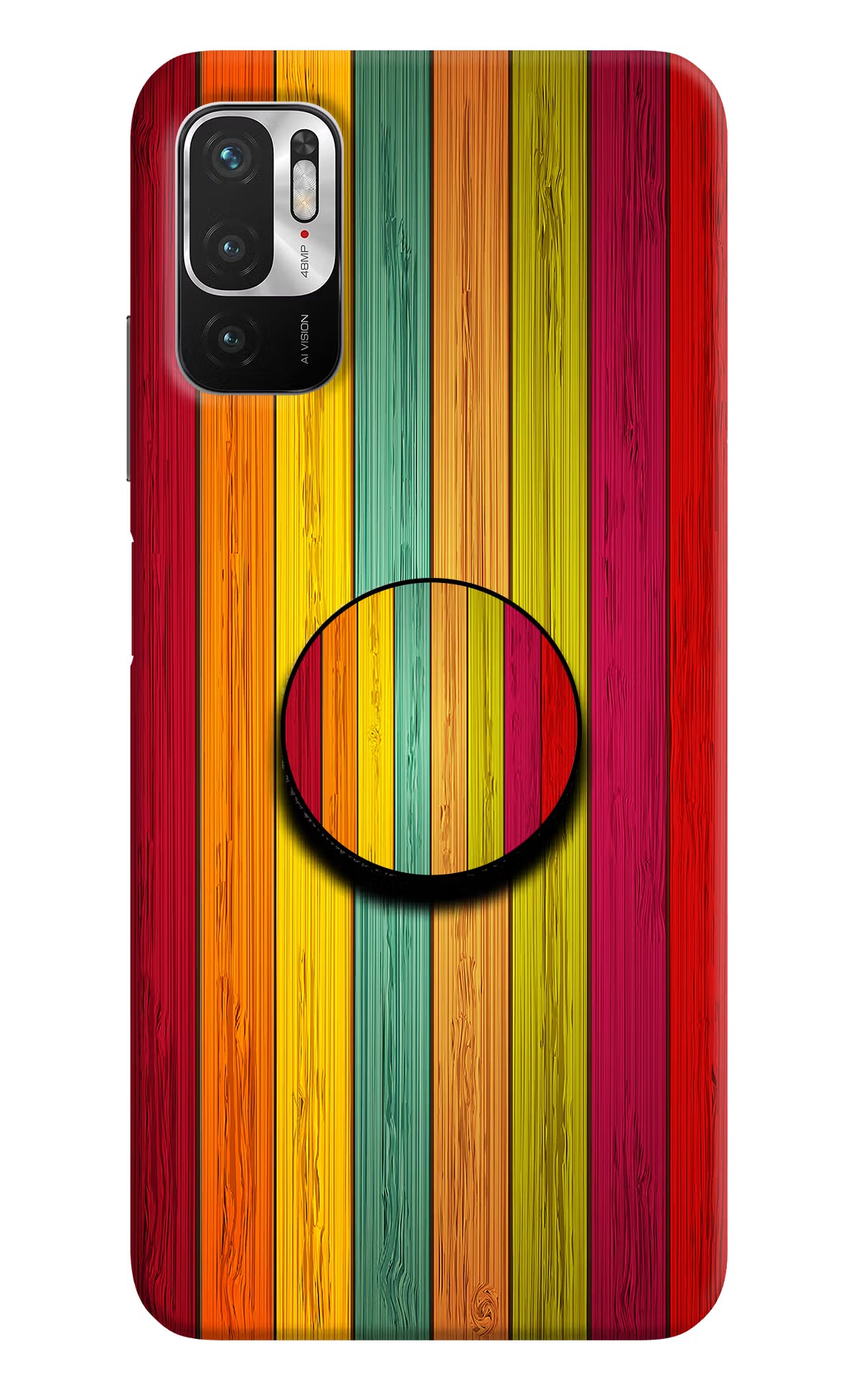 Multicolor Wooden Redmi Note 10T 5G Pop Case by Casekaro
